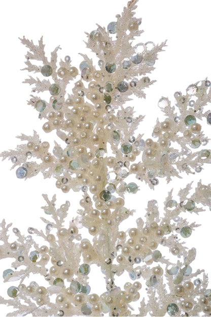 27.5 Inch Glitter Sequin Pearl - White