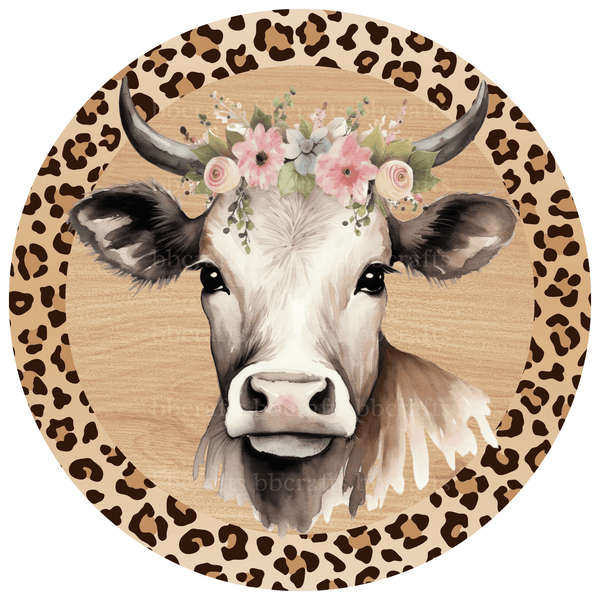 8 Inch Round FALL Metal Sign: FLOWERY OXEN - Wreath Accents - Made In USA