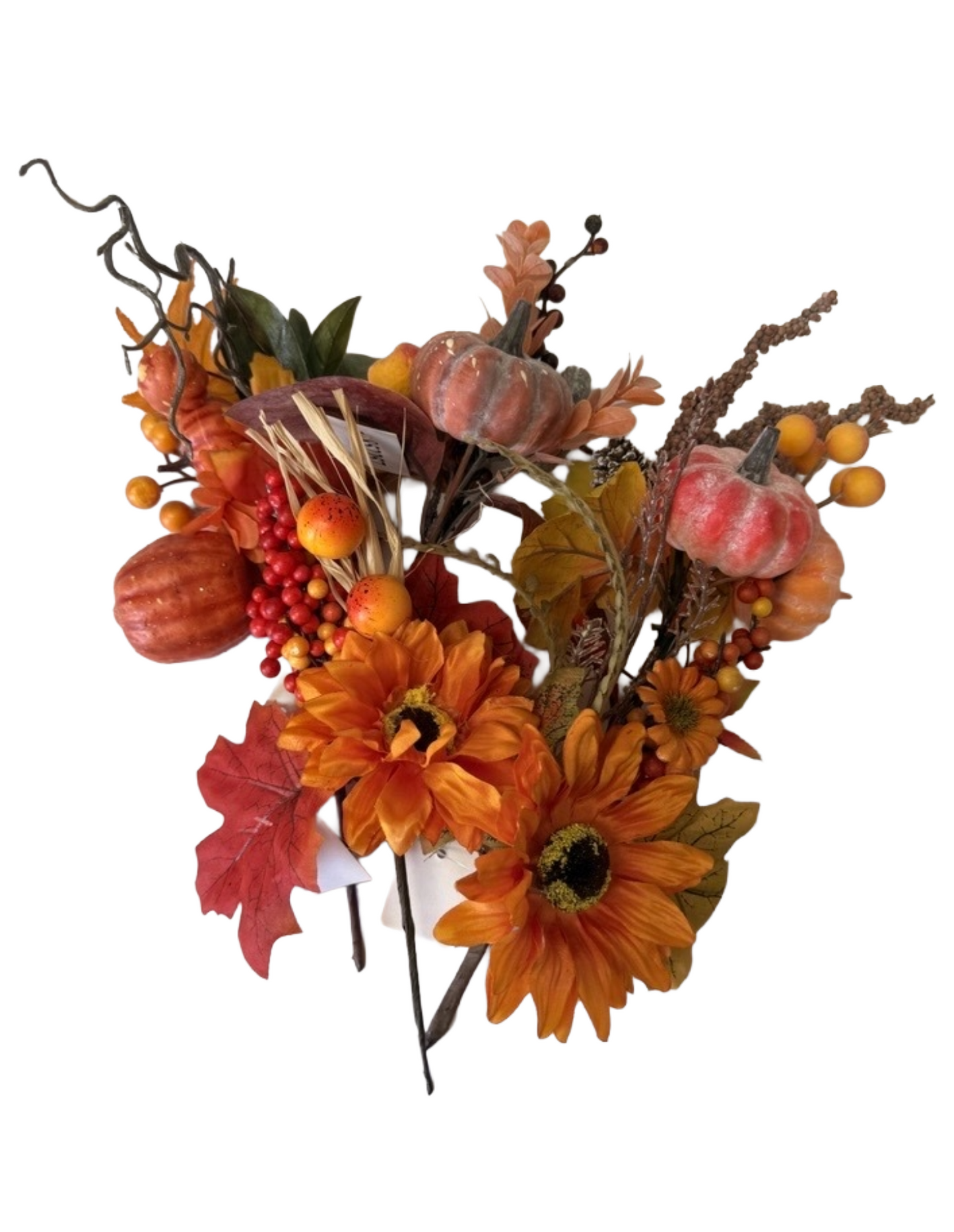 Artificial Fall Picks – 8" Sunflower Mini Fall Pick, 10" Pumpkin Fall Pick, 10" Sunflower Mini Fall Pick, 14" Maple Pumpkin Leaf Fall Picks, 10" Fox & Pumpkin Maple Fall Picks - Set of 5