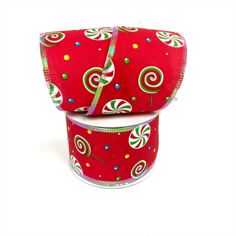 Christmas Holiday Xmas CANDY CANE Gift Wrap Ribbon Linen - 2.5 Inch x 10 Yards