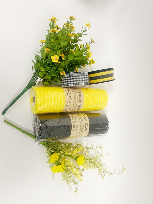 Yellow Mesh Garland Wreath - Made By Designer Leah