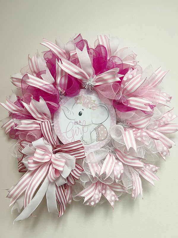 Its A Girls Baby Shower Wreath - Made By Designer Leah