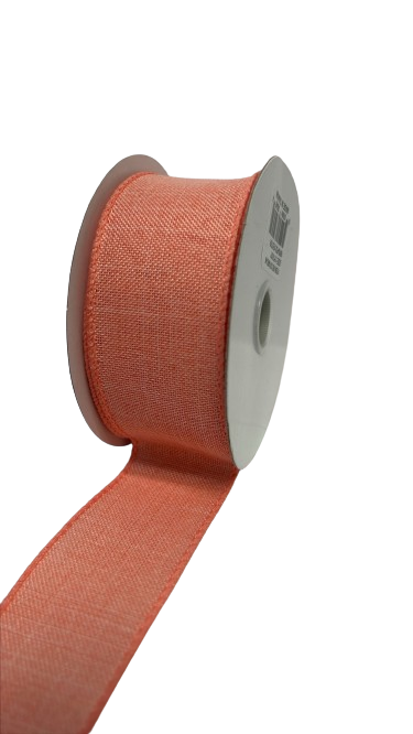 Coral - Canvas Wired Ribbon - ( W: 1 - 1/2 Inch | L: 10 Yards )
