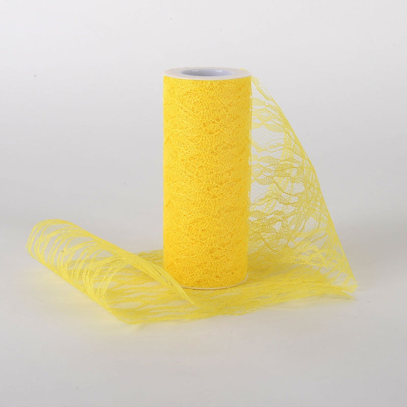 6 Inch x 10 Yards Lace Roll - Yellow BBCrafts.com