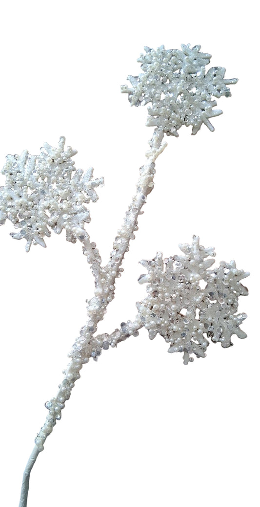 23.5 Inch Glitter Sequin Pearl - White