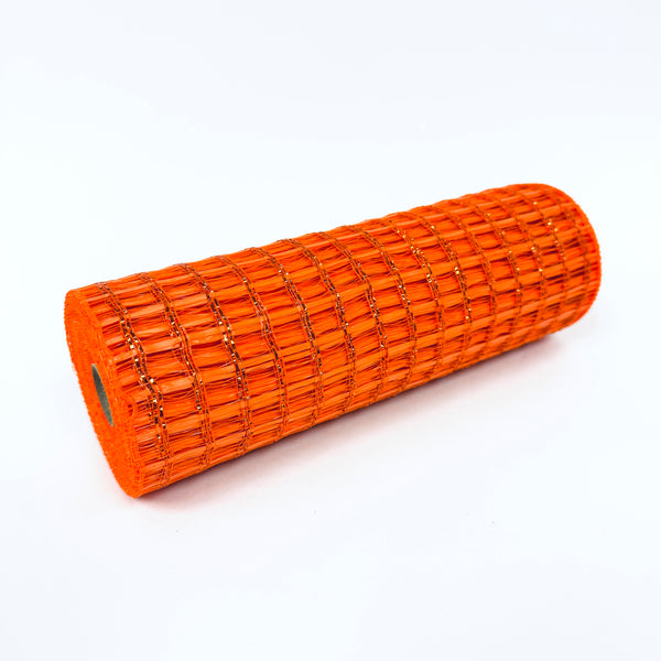 Orange Metallic Wide Weave Mesh - 10 Inch x 10 Yards