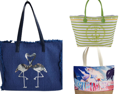 Women’s Beach Tote Bags Combo Set of 3 – Pastel, Blue Flamingo & Lime Green Anchor Canvas Large Pool & Travel Totes