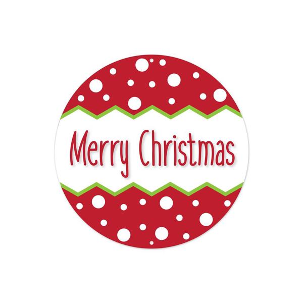 8 Inch Dia - Metal Merry Christmas Sign - Red White Lime BBCrafts.com