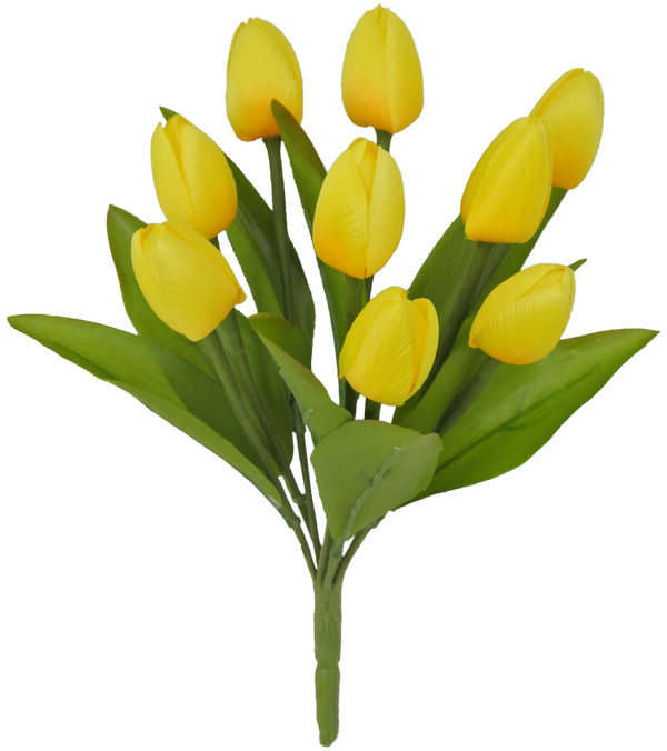 13 Inch Tulip Bush: Yellow with 9 Stems