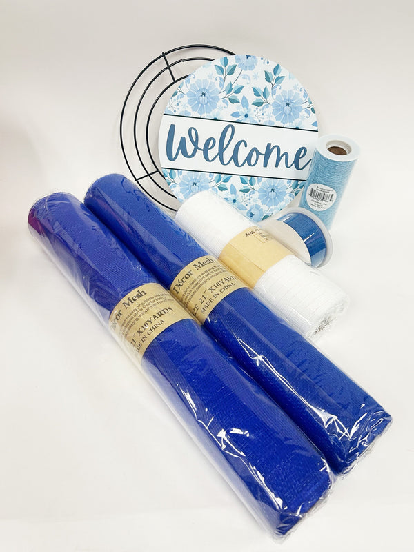 Welcome Blue Wreath - Made By Designer Leah