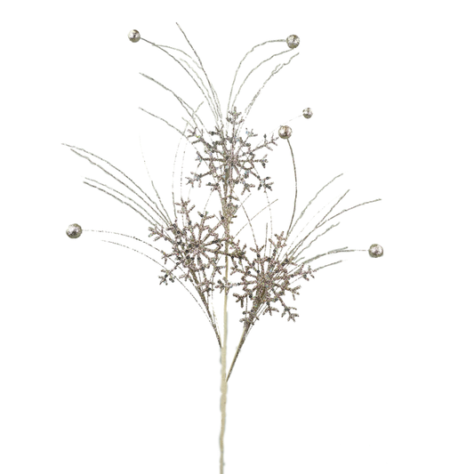 28 Inch Glitter Snowflake Spray - Champagne