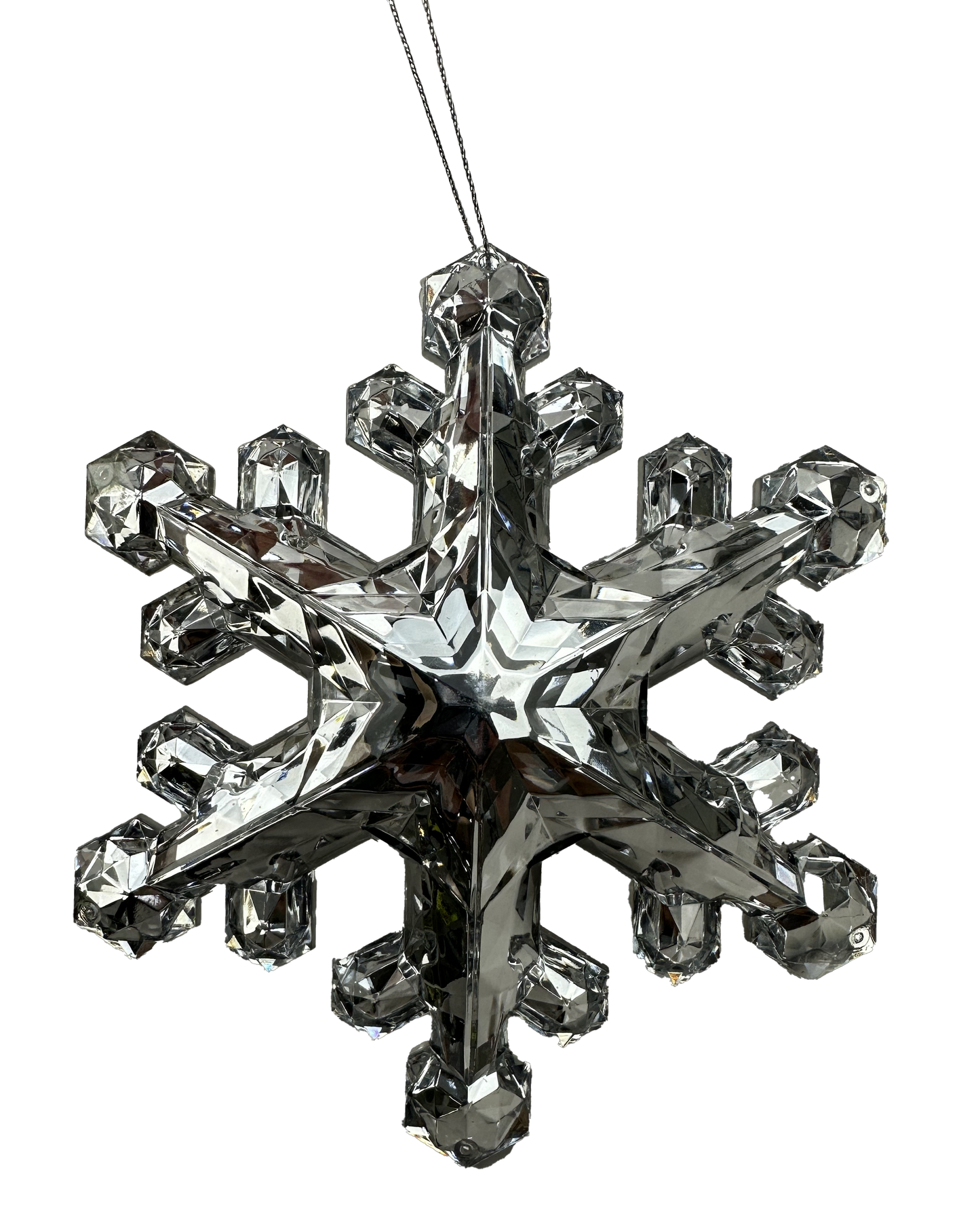 6 Inch Dia. Jewel Snowflake Ornament - Silver