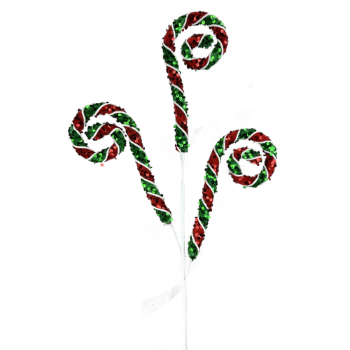 28 Inch Sequin Spiral Curly Spray x3 - Red White Green