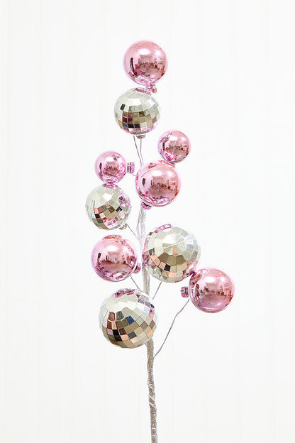 16 Inch Disco Ornaments Ball Pick - Pink Silver