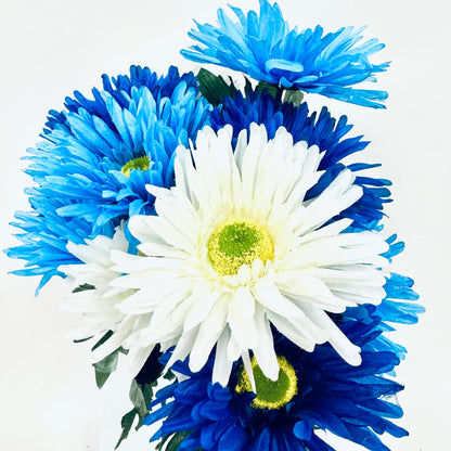17.5 Inch Cream Blue Gerbera Bush X 12