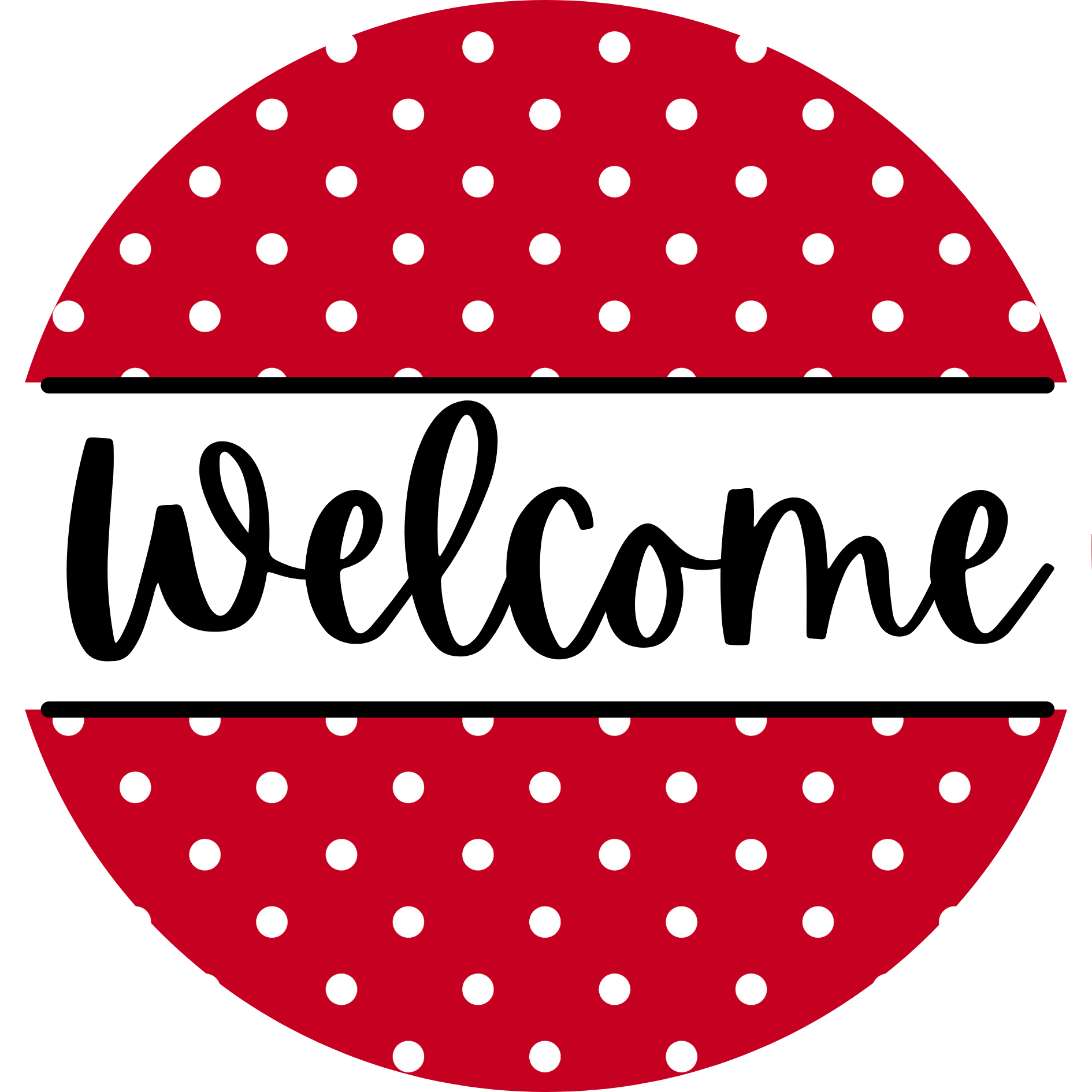 Welcome Red Color Image Welcome Red and White Polka Dot Metal Sign – BBCrafts.com