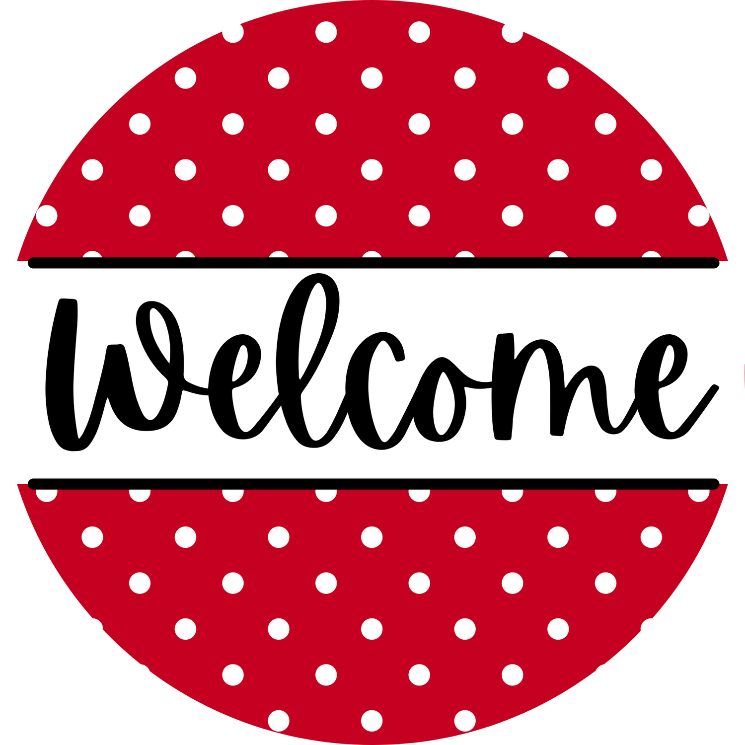 Welcome Red and White Polka Dot Metal / Vinyl Sign - Made in USA
