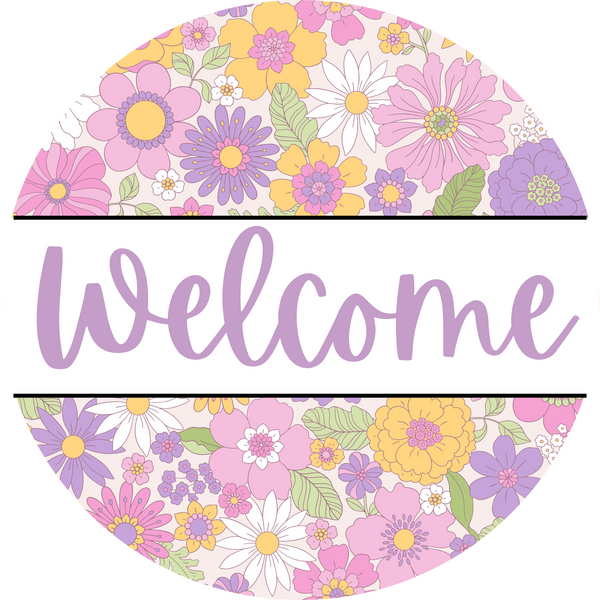 Welcome Metal Sign Flowers: Made In USA