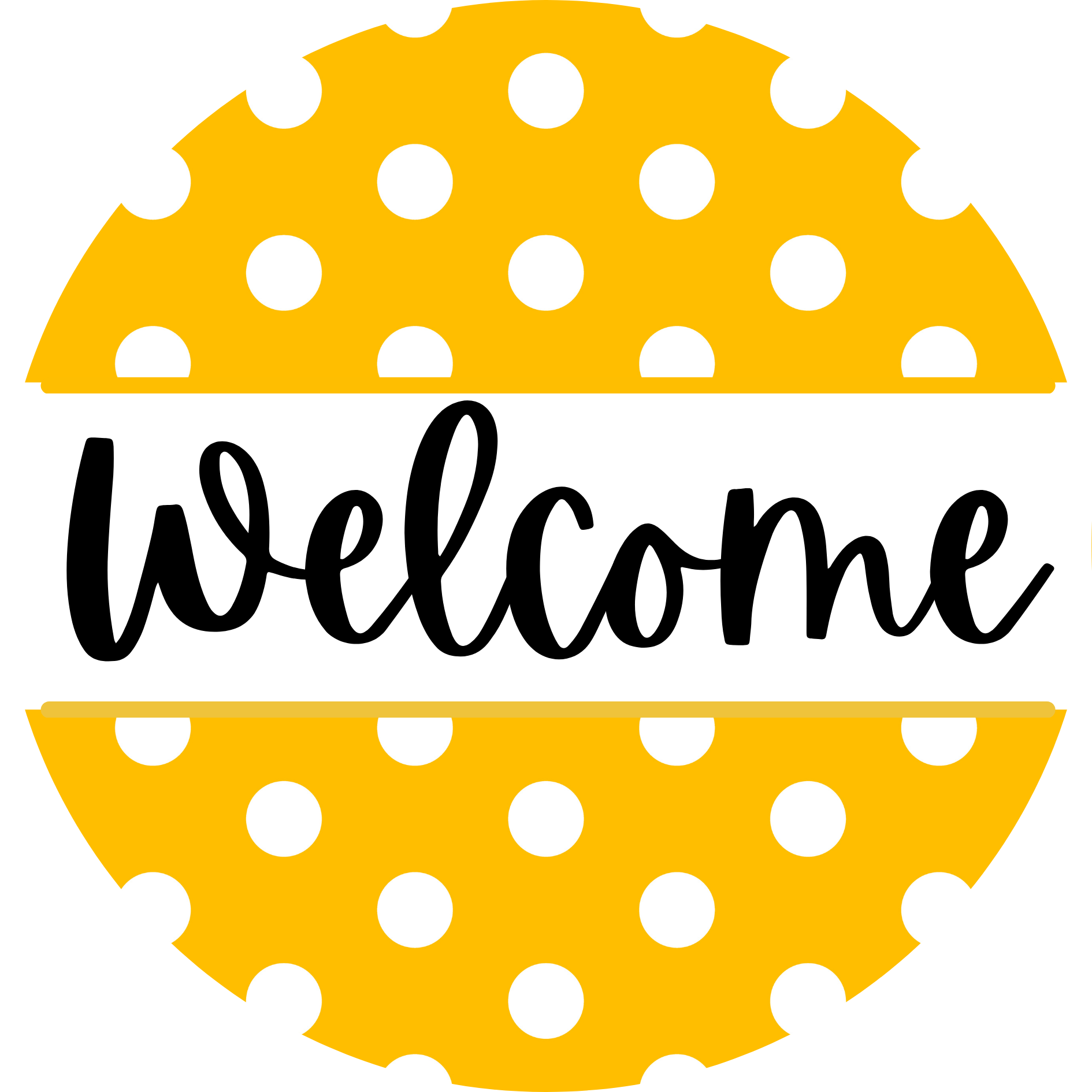 Welcome Yellow and White Polka Dot Metal / Vinyl Sign - Made in USA
