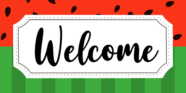 12 x 6 Inch Welcome Metal Sign Watermelon: Made In USA