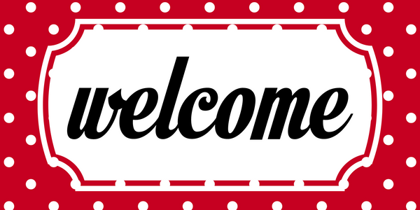 12 x 6 Inch Welcome Metal Sign Red and White Polka Dot: Made In USA