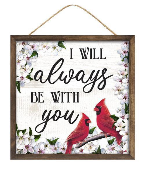 10 Inch Square Fall Wood Sign: CARDINAL LOVE - Wreath Accents - IMPORTED