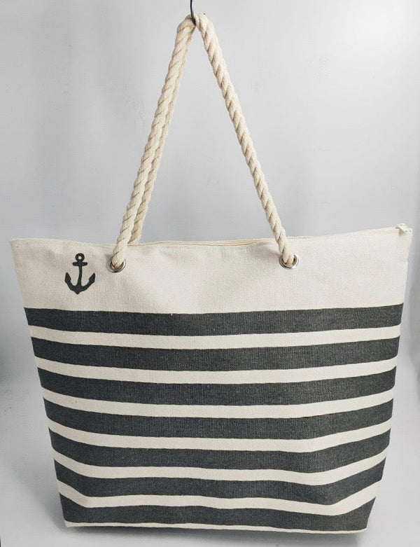 Anchor Striped Beach Tote Bag - 19 Inch x 15 Inch - Women Swim Pool Bag Large Tote BBCrafts.com