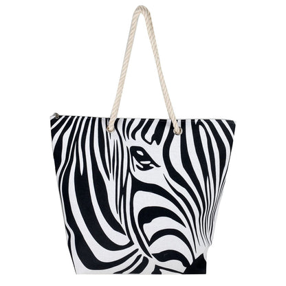 Women’s Beach Tote Bags Combo Set of 3 – Peach Tropical Leaf, Grey Summer Time & Animal Print Canvas Large Pool & Travel Totes