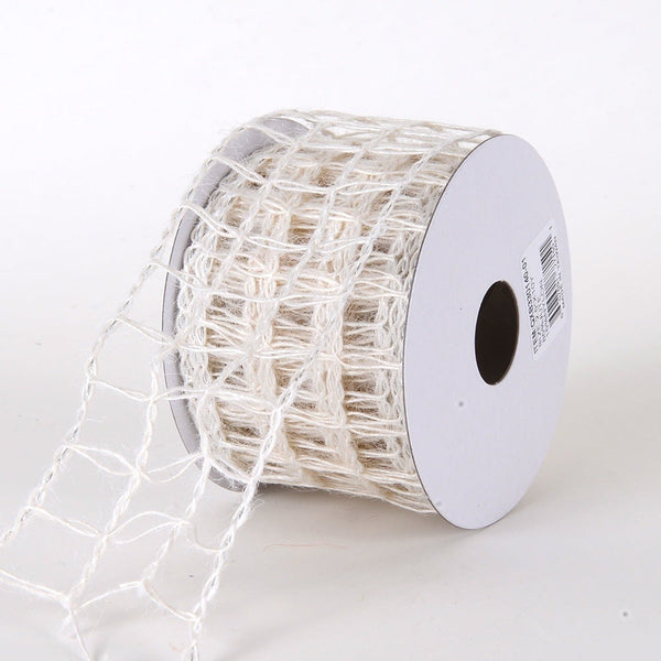Antique White - Burlap Net Ribbon - ( W: 2 - 1/2 Inch | L: 10 Yards ) BBCrafts.com