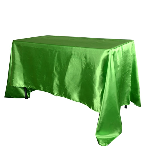 Apple Green 60 Inch x 126 Inch Rectangular Satin Tablecloths BBCrafts.com