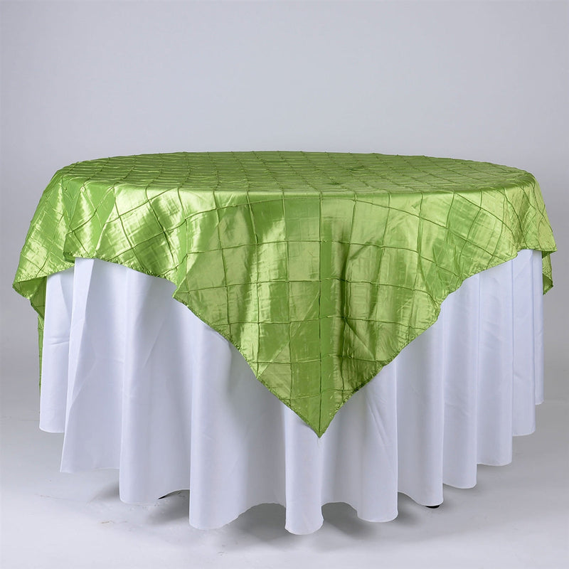 Apple Green - 72 Inch x 72 Inch Square Pintuck Satin Overlay BBCrafts.com