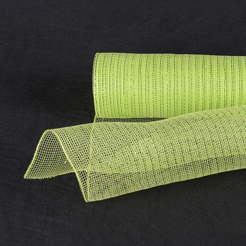 Apple Green - Deco Mesh Wrap Metallic Stripes - ( 10 Inch x 10 Yards ) BBCrafts.com