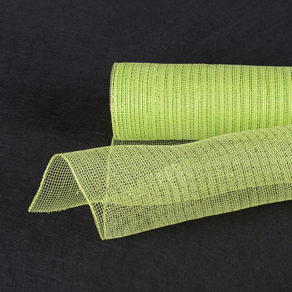 Apple Green - Deco Mesh Wrap Metallic Stripes - ( 21 Inch x 10 Yards ) BBCrafts.com