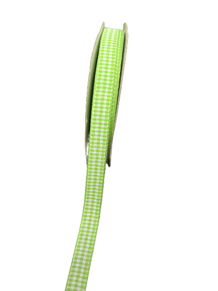 Apple Green - Gingham Design Ribbon - ( 3/8 Inch - 25 Yards ) BBCrafts.com