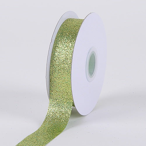 Apple Green - Metallic Glitter Ribbon - ( 5/8 Inch 25 Yards ) BBCrafts.com