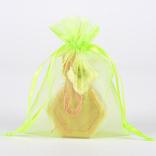 Apple Green - Organza Bags - ( 6x15 Inch - 6 Bags ) BBCrafts.com