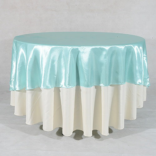 Aqua - 108 Inch Satin Round Tablecloths - ( 108 Inch | Round ) BBCrafts.com