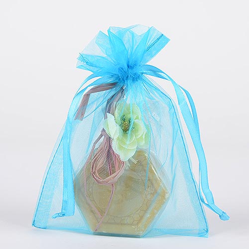 Aqua Blue  - Organza Bags - ( 4 x 5 Inch - 10 Bags ) BBCrafts.com