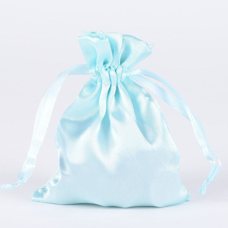 Aqua Blue - Satin Bags - ( 3x4 Inch - 10 Bags ) BBCrafts.com