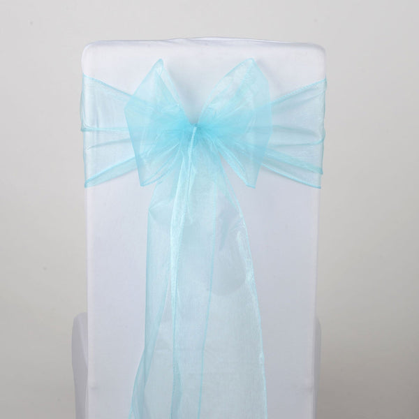 Aqua - Organza Chair Sash - ( Pack of 10 Piece - 8 inches x 108 inches ) BBCrafts.com