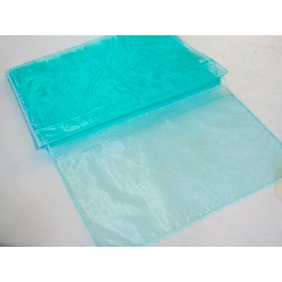 Aqua - Organza Table Runners - ( 14 Inch x 108 Inches ) BBCrafts.com