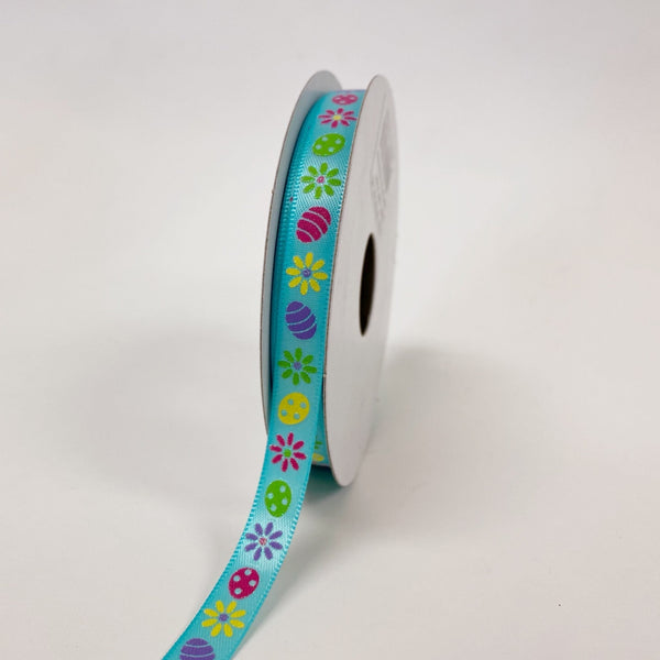 Aqua Satin Easter Icons Ribbon (3/8 Inch x 10 Yards ) BBCrafts.com