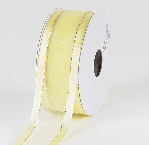 Baby Maize - Organza Ribbon Two Striped Satin Edge - ( 5/8 Inch | 25 Yards ) BBCrafts.com