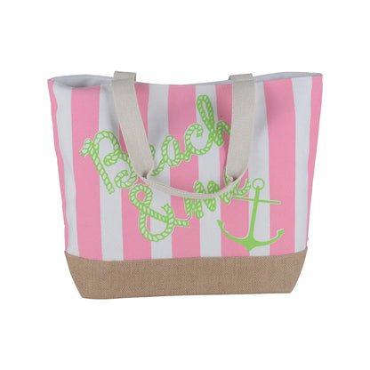 Women’s Beach Tote Bags Combo Set of 3 – Anchor, Heart Style & Pink Canvas Large Pool & Travel Totes