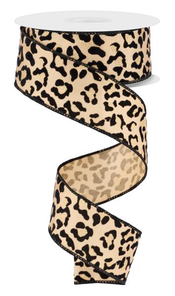 Beige Gold Black - Woven Leopard Print Ribbon - ( 1-1/2 Inch | 10 Yards ) BBCrafts.com
