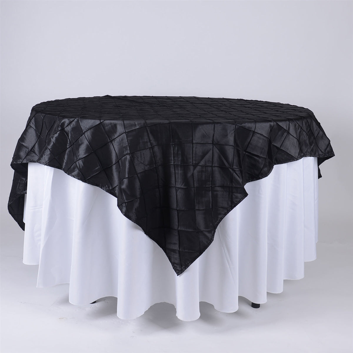 Black - 72 Inch x 72 Inch Square Pintuck Satin Overlay BBCrafts.com