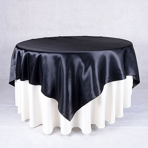 Black - 90 x 90 Satin Table Overlays - ( 90 Inch x 90 Inch ) BBCrafts.com