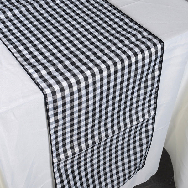 Black - Checkered/ Plaid Table Runner - ( 14 Inch x 90 Inch ) BBCrafts.com