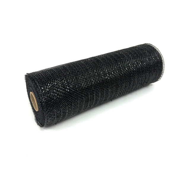 Black - Deco Mesh Wrap Metallic Stripes - ( 10 Inch x 10 Yards ) BBCrafts.com