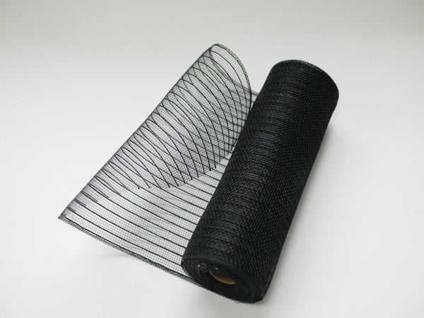 Black Deco Mesh with Burlap Stripes - 10 Inch x 10 Yards BBCrafts.com